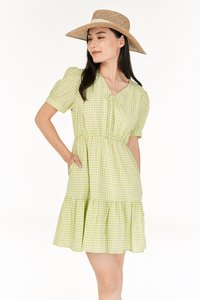 Cady Gingham Dress in Apple Green