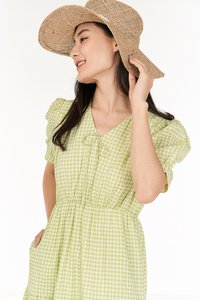 Cady Gingham Dress in Apple Green