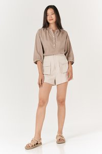 Carlos Buttoned Top in Sand