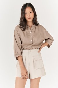 Carlos Buttoned Top in Sand