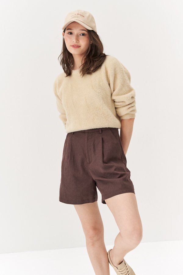 Frankie Linen Shorts in Chocolate