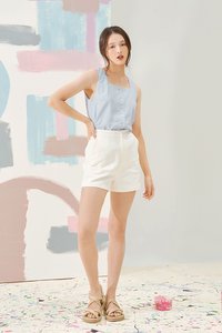 Delia Button Top in Light Blue