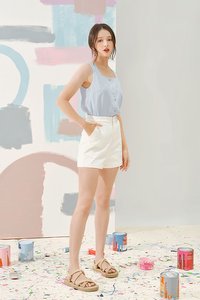 Delia Button Top in Light Blue