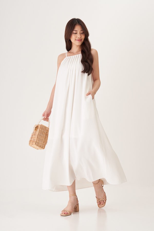 and white maxi dress