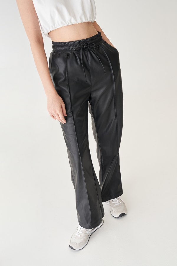 Leather hot sale drawstring trousers