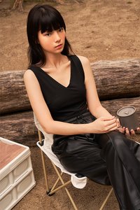 Jonna Faux Leather Drawstring Pants in Black