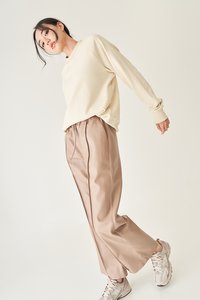 Jonna Faux Leather Drawstring Pants in Taupe