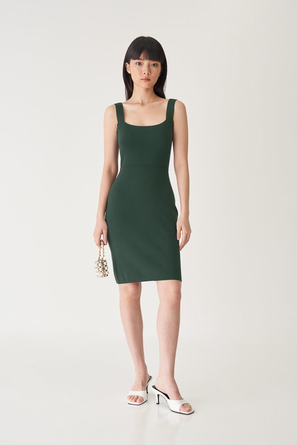 Esther Knitted Dress in Forest