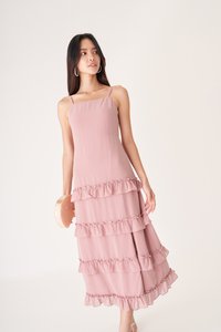 Chantelle Ruffles Maxi Dress in Pink