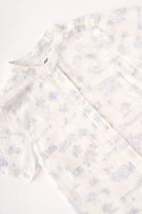 Kids' Oliver Mandarin Collar Shirt in Island Stories Blue Print