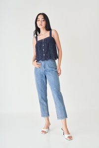 Odile Crochet Top in Navy