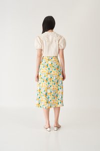 Peony Midi Skirt in Yellow