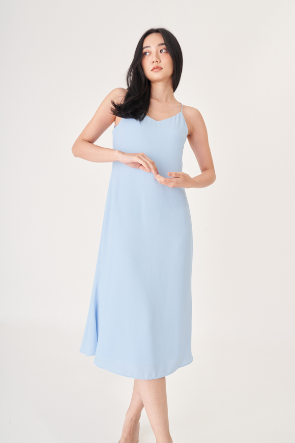 Blue slip best sale dress midi