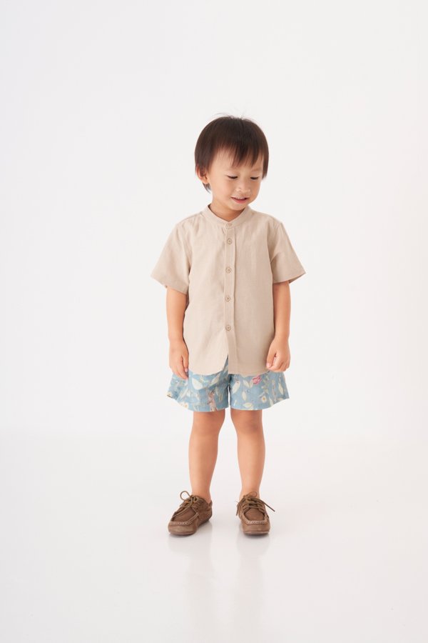 Kids' Oliver Mandarin Collar Shirt in Khaki