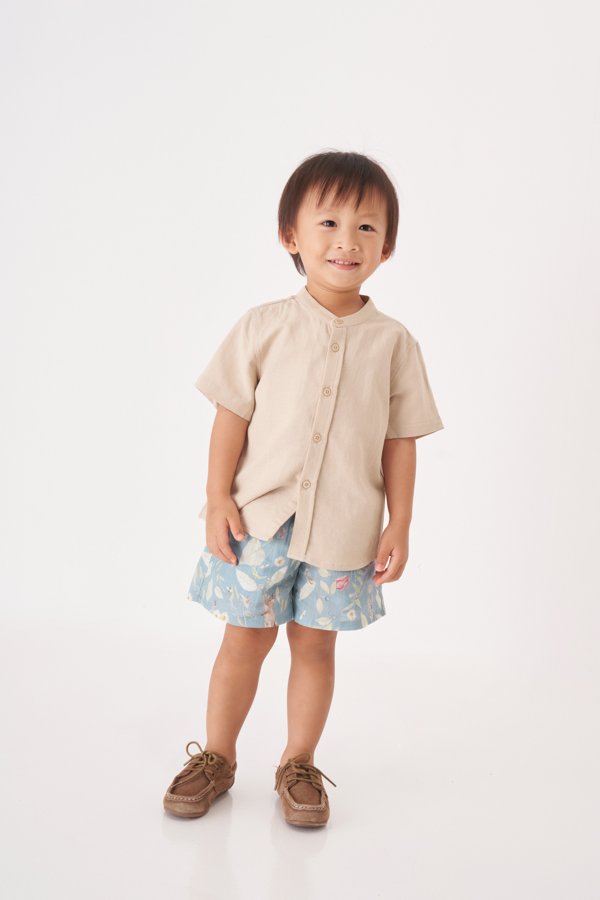 Kids' Oliver Mandarin Collar Shirt in Khaki