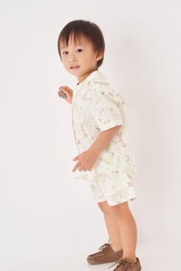 Kids' Oliver Mandarin Collar Shirt in Whimsical Garden White Print