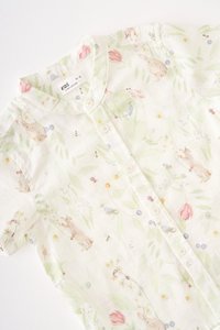 Kids' Oliver Mandarin Collar Shirt in Whimsical Garden White Print