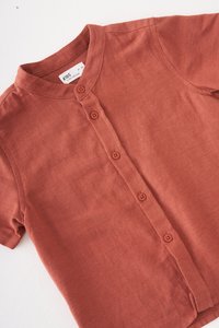 Kids' Oliver Mandarin Collar Shirt in Brick