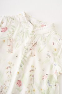 Kids' Jaime Mandarin Collar Romper in White Print