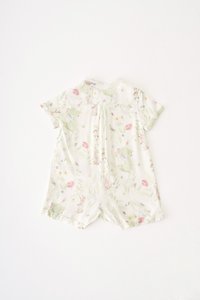 Kids' Jaime Mandarin Collar Romper in White Print