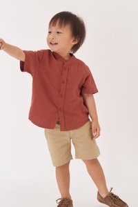 Kids' Oliver Mandarin Collar Shirt in Brick