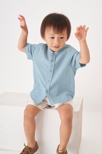 Kids' Oliver Mandarin Collar Shirt in Dusk Blue