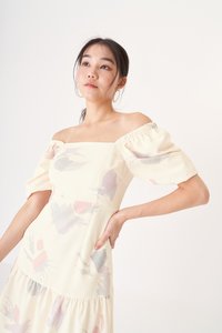 Leanna Square Neck Dress in Reunion Cream Print