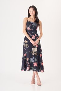 May Maxi Dress in Prosperous Blooms Navy Print